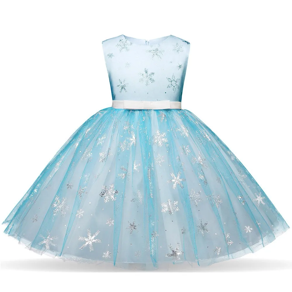 Дети Девочка Рождество Снежинка принцесса Bling платье-пачка одежда крестины платья для вечеринок Одежда для новорожденных vestido - Цвет: Синий