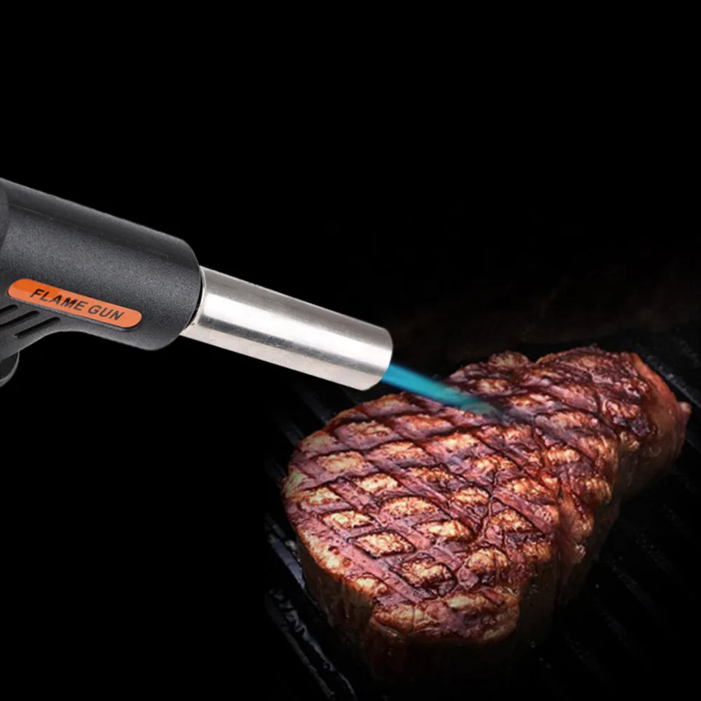 1PCS Barbecue Igniter Flamethrower Burner Butane Gas Blow Torch BBQ Guns Kitchen Lighters Welding Gun Camping BBQ Tool Flame Gun