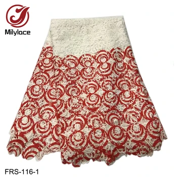 

Milylace white and red African guipure lace fabric 5 yards per lot embroidery mesh lace fabric high quality lace 2019 FRS-116