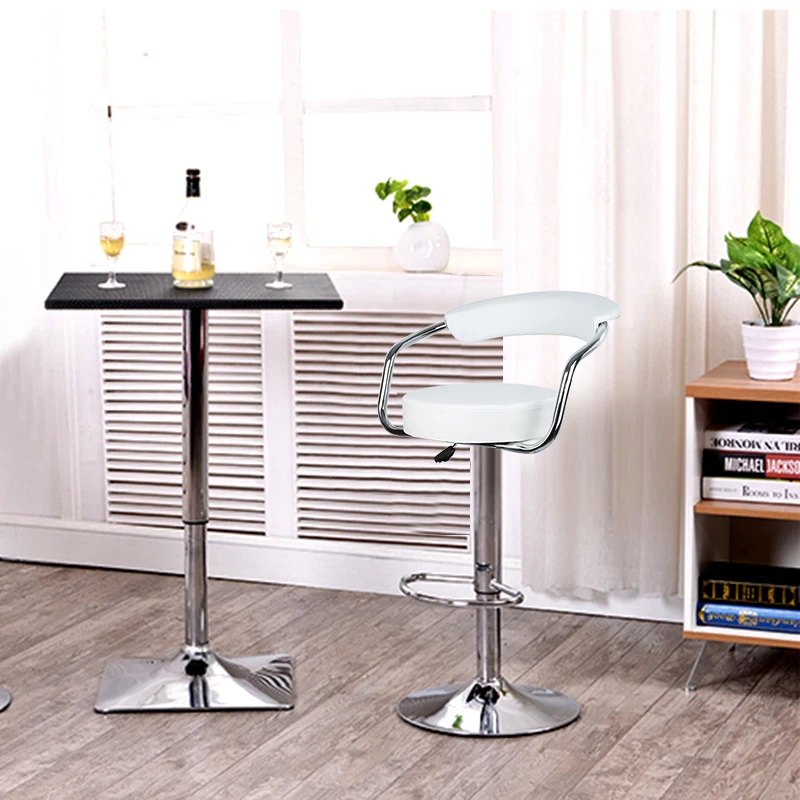 

2pcs Synthetic Leather Swivel Bar Stools Chairs Height Adjustable Pneumatic Stainless Steel Stent Pub Chair Barstools HWC