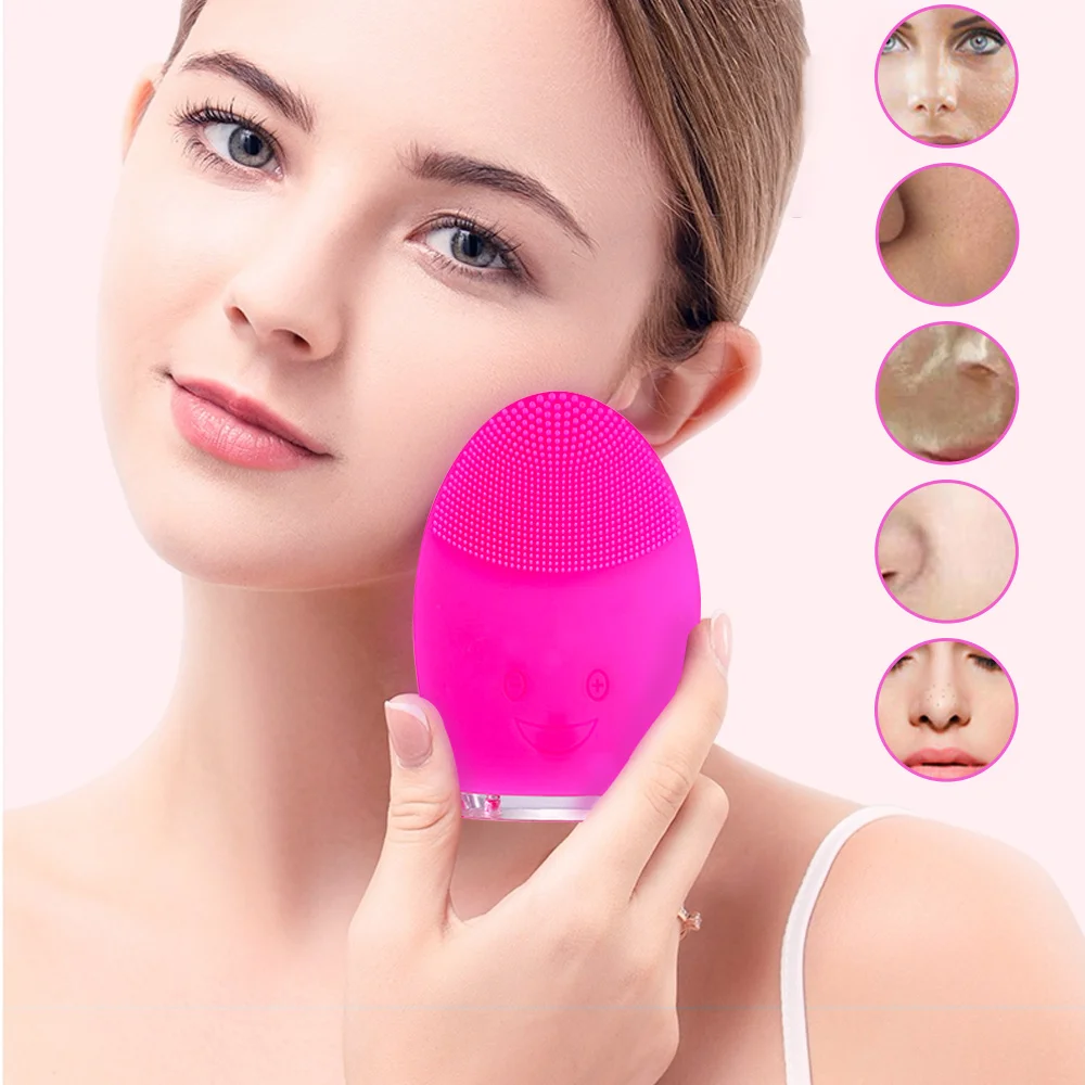 

Electric Silicone Facial Cleansing Brush Sonic Vibration Massage USB Rechargeable Smart Ultrasonic Deep Cleaning Beauty Tool