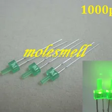 1000 шт 2 мм плоская верхняя диффузионная зеленая Рассеянный светодиод 2 мм плоская головка зеленый светодиодный 2 мм Большой/широкоугольный светодиод 2 мм зеленый объектив светодиодный светильник