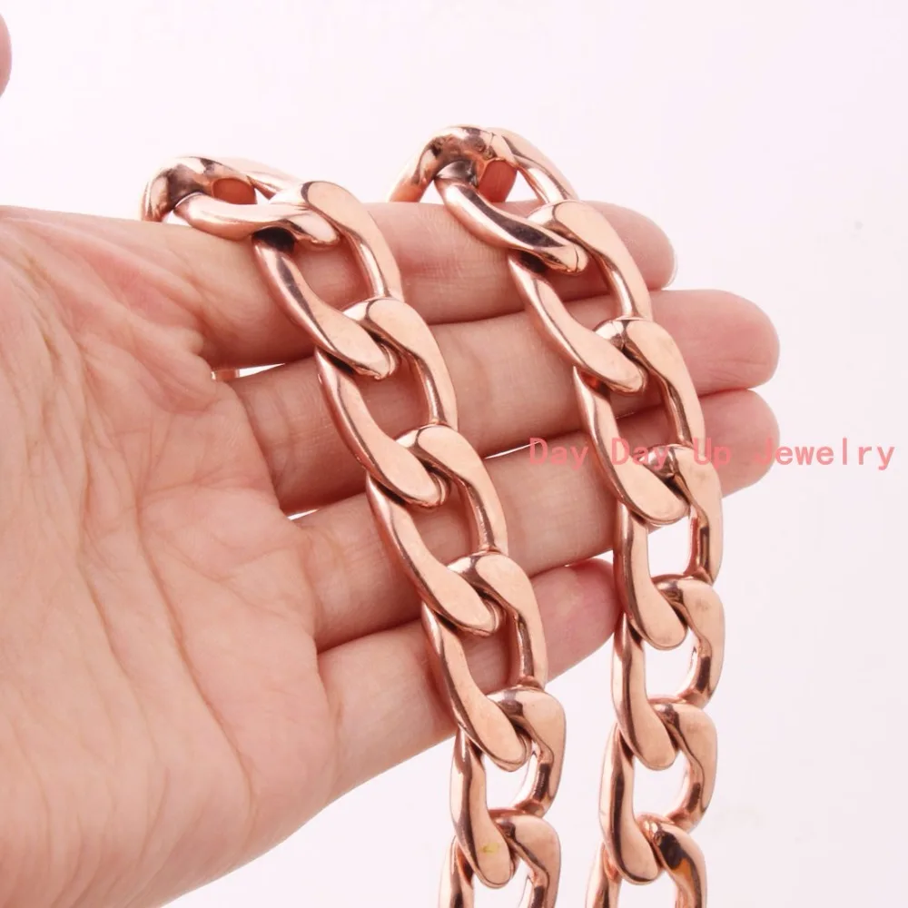 

15/19MM Wholesale/Retail! Fashion 316L Stainless Steel Rose Gold 1:1 NK Curb Cuban Chain Men's Women's Necklace/Bracelet 7"-40