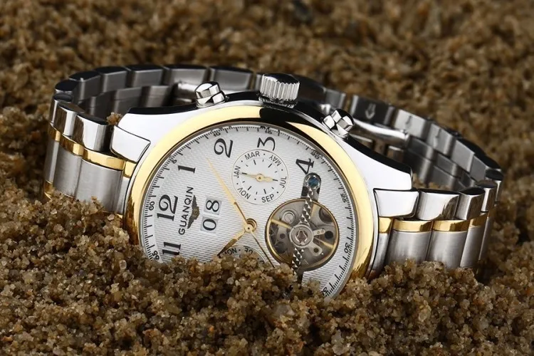 GUANQIN, мужские часы, Лидирующий бренд, Роскошные, автоматические часы, мужские, водонепроницаемые, светящиеся, коммерция, Ретро стиль, механические часы