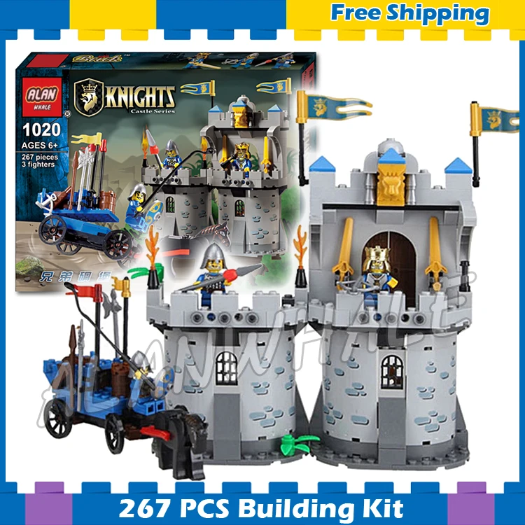 

267pcs Brother Castle Medieval Knights Kingdoms Pagoda Carriage Model Building Blocks DIY Boys Gifts sets Compatible With lego