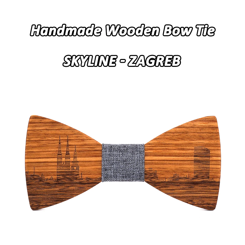 Деревянный галстук-бабочка для мужчин, мужской свадебный галстук, Польша, WARSAW Skyline, тяга к дереву, бабочка на шею, галстук-бабочка, галстуки для мужчин - Цвет: ZAGREB