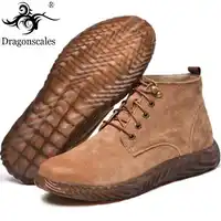 Genuine Leather Safety Work Boots Crazy Horse Leather Martin Boots Men Fashion Desert Boots Popular High Top Leather Shoes