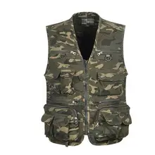 Летний мужской Камуфляжный тактический жилет с несколькими карманами, жилет для занятий спортом на открытом воздухе, походов, рыбалки, жилет для фотографа, куртка без рукавов