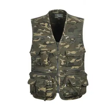 Summer Men's Multi-Pocket Camouflage Tactical Vest Outdoors Sports Hiking Fishing Vest Reporter Photographer Sleeveless Jacket