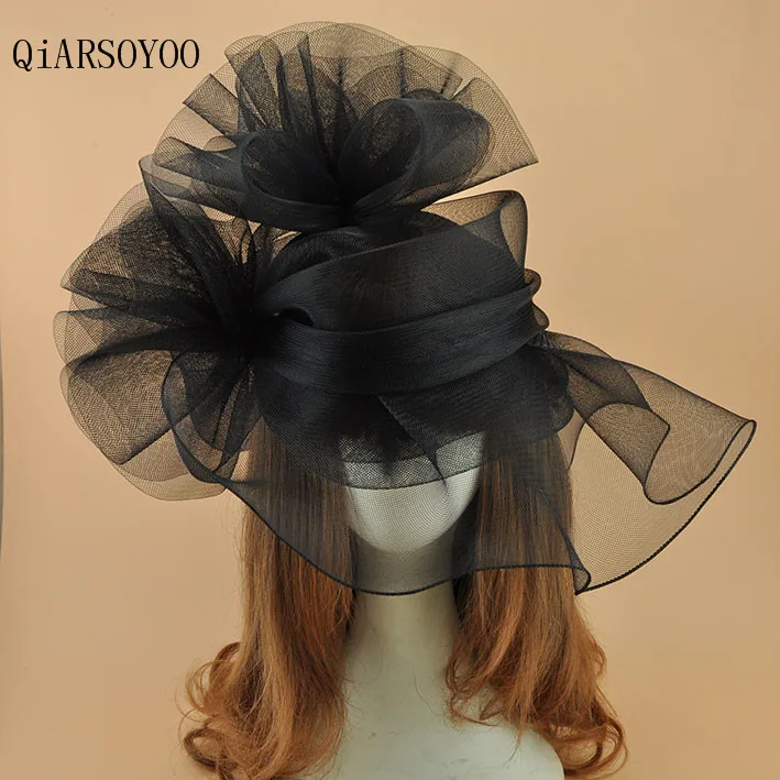 

Big Paris Fascinator Hat Wedding Party Mesh Headwear Hat Hair Clip Women SHow Cocktail Blue Red White Net Party Hair Accessories