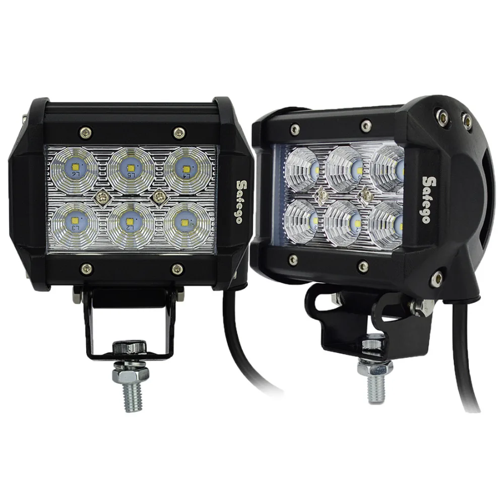 2pcs 4inch offroad led light bar 18w led work lamp near far spot flood light 12v