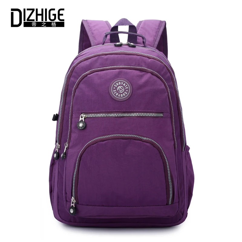 

DIZHIGE Brand Fashion Large Capacity Backpacks Women Nylon High Quality School Bags For Women Solid Zipper Waterproof Bag 2018