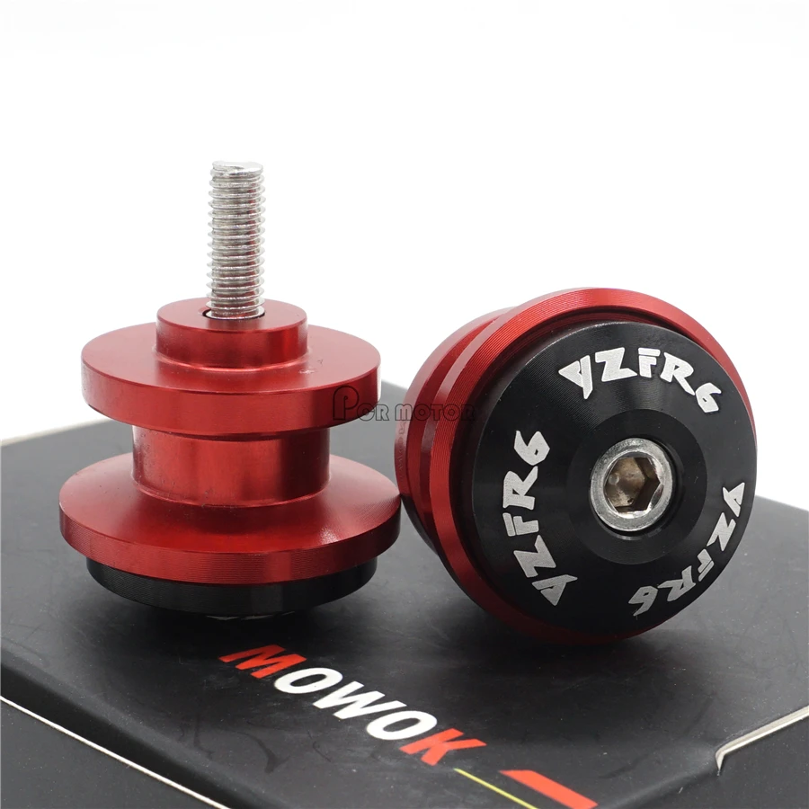 One Pair 6mm CNC Swingarm arm Sliders Spools Red For Yamaha YZF R6