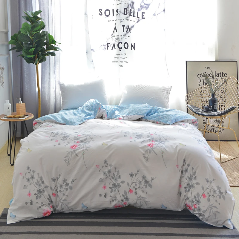 

Fashion Light Grey Red Print 1Pc 100% Cotton Soft Duvet Cover Warm Sets Twins Queen Can Be Customized Bedding 220x240cm 4 Size