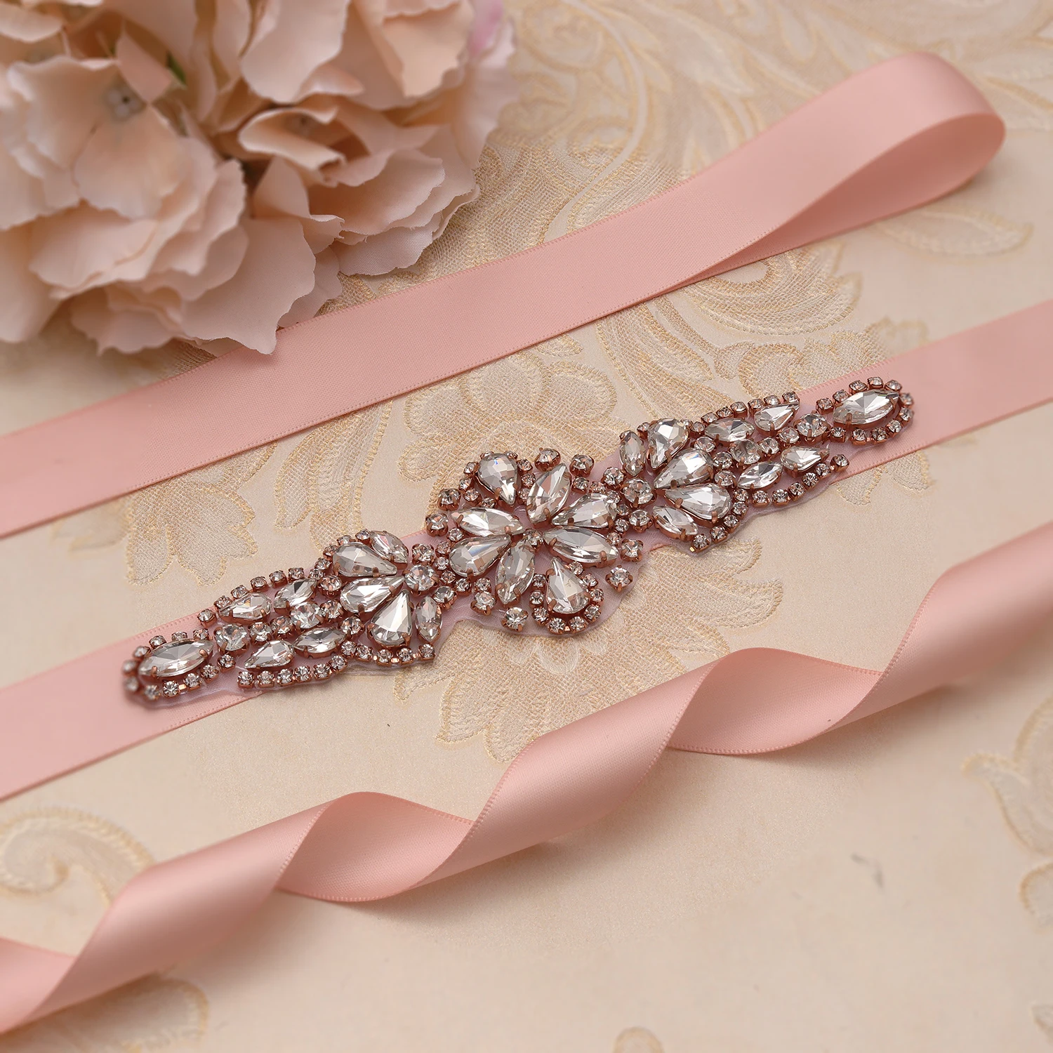 Rhinestone wedding dress sash