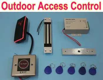 

Outdoor IP54 WaterProof RFID Card access controller machine+power supply+electronic Inbuilt DoorFrame magnetic lock+exit button