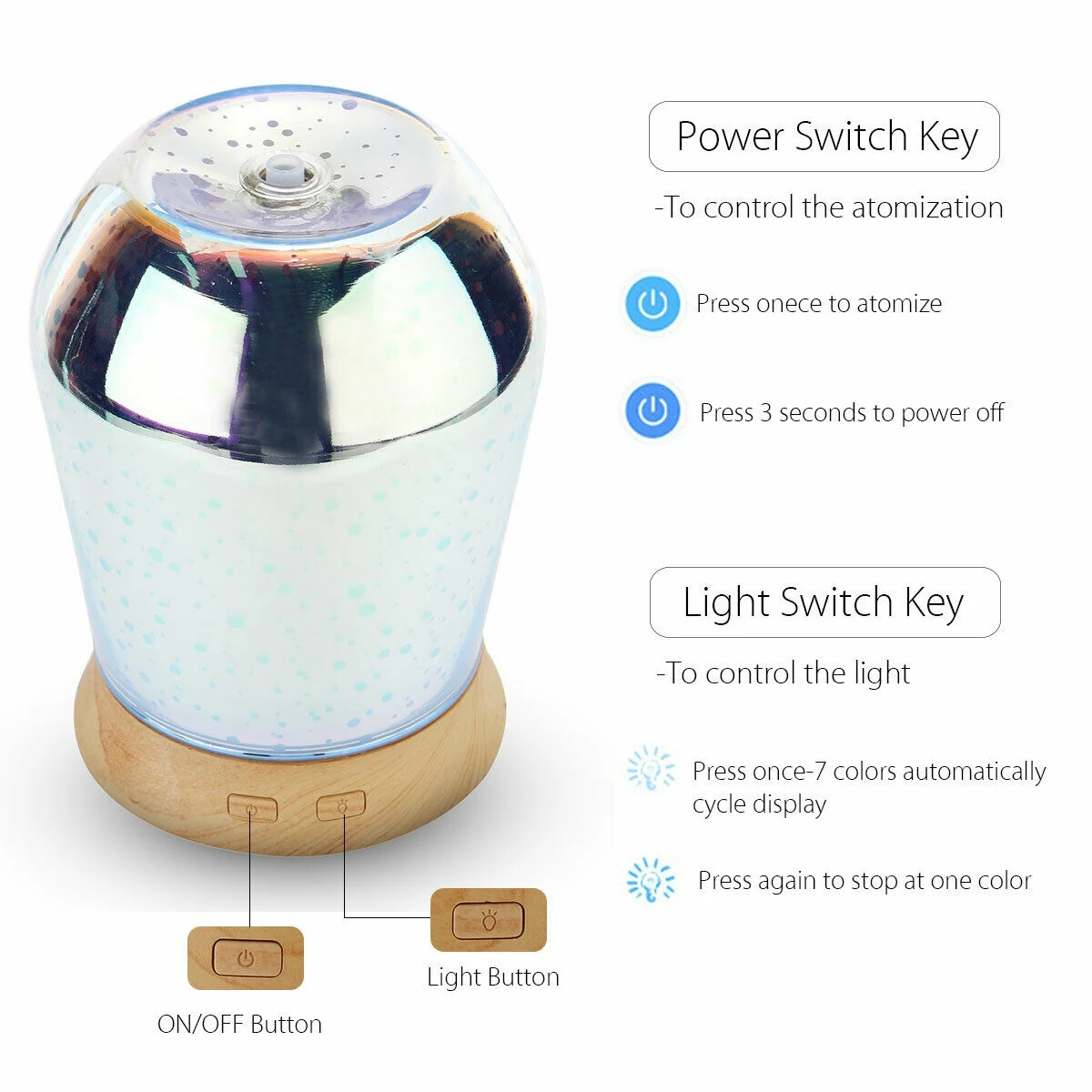

3D Led Ultrasonic Aromatherapy Essential Oil Diffuser Air Purifier Us Plug