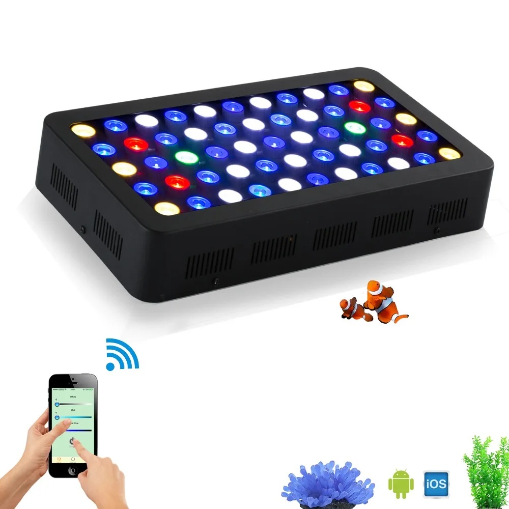 Stock in China 165w WIFI Dimmable LED Aquarium Light Full spectrum moonlight aquarium led lighting lamp for reef coral