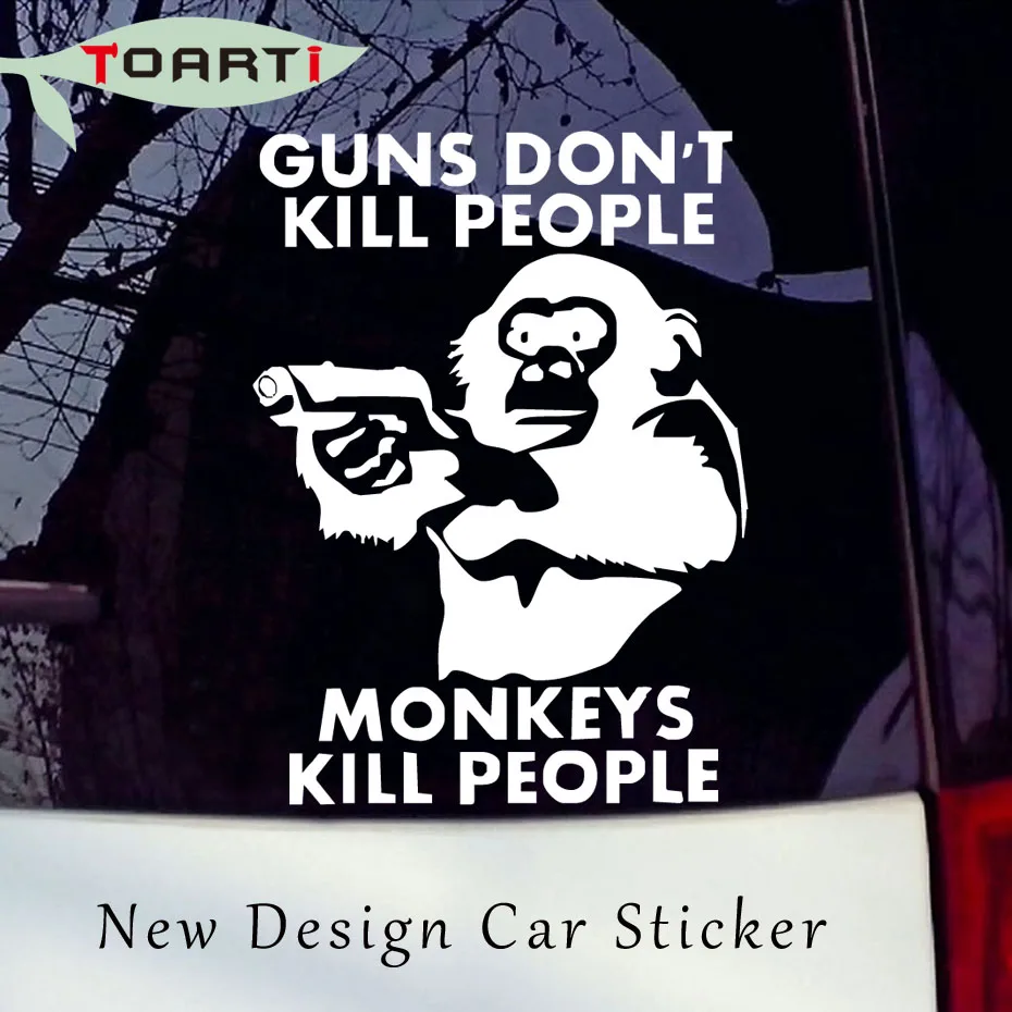

Guns Don'T Kill People Monkeys Do Vinyl Decal Car Window Bumper Sticker Funny Animal Pvc Removable Creative Art Decor