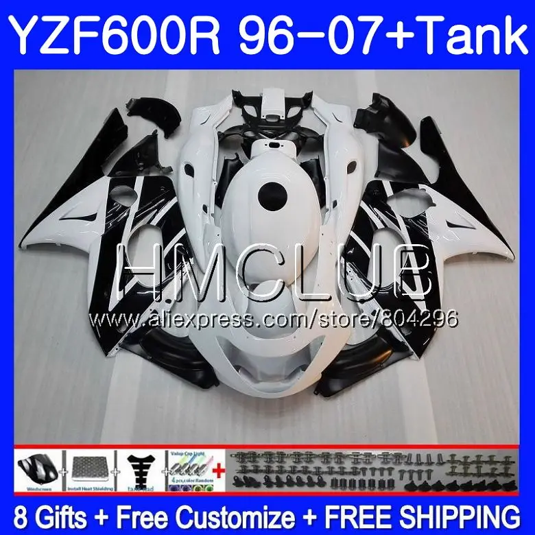 

Kit For YAMAHA Thundercat YZF600R 96 97 98 99 00 01 99HM.5 YZF 600R YZF-600R Black white 1996 1997 1998 1999 2000 2001 Fairing