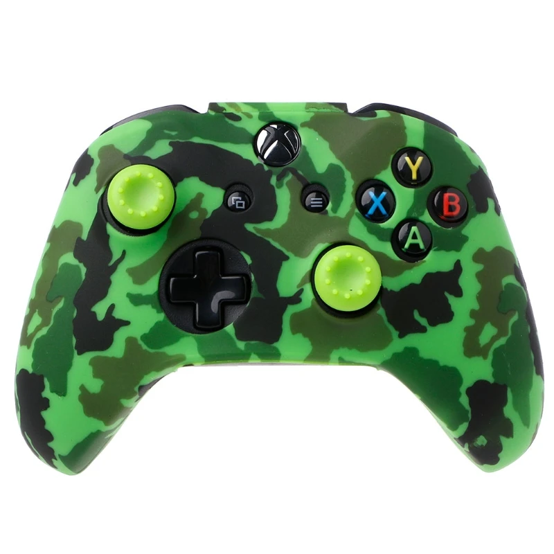 OOTDTY Camouflage Silicone Gamepad Cover + 2 Joystick Caps For XBox One X S Controller   OOTDTY Camouflage Silicone Gamepad Cover + 2 Joystick Caps For XBox One X S Controller