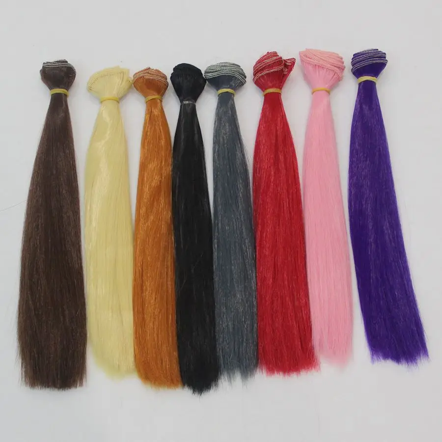 

1 Piece 25*100cm Brown Flaxen Coffee Brown Natural Color Doll Wig Straight Thick Hair for 1/3 1/4 1/6 BJD DIY Doll Accessories