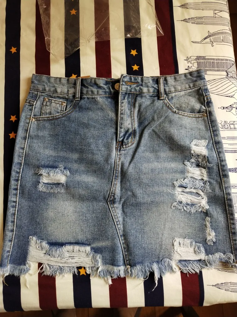 Плюс размер 5XL! Новая летняя джинсовая юбка, облегающая бедра юбка, асимметричная женская джинсовая мини-юбка трапециевидной формы с дырками