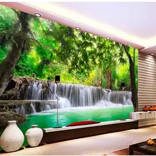 Пользовательские фото обои 3d настенные фрески обои hd джунгли река фон с водопадом обои для комнаты