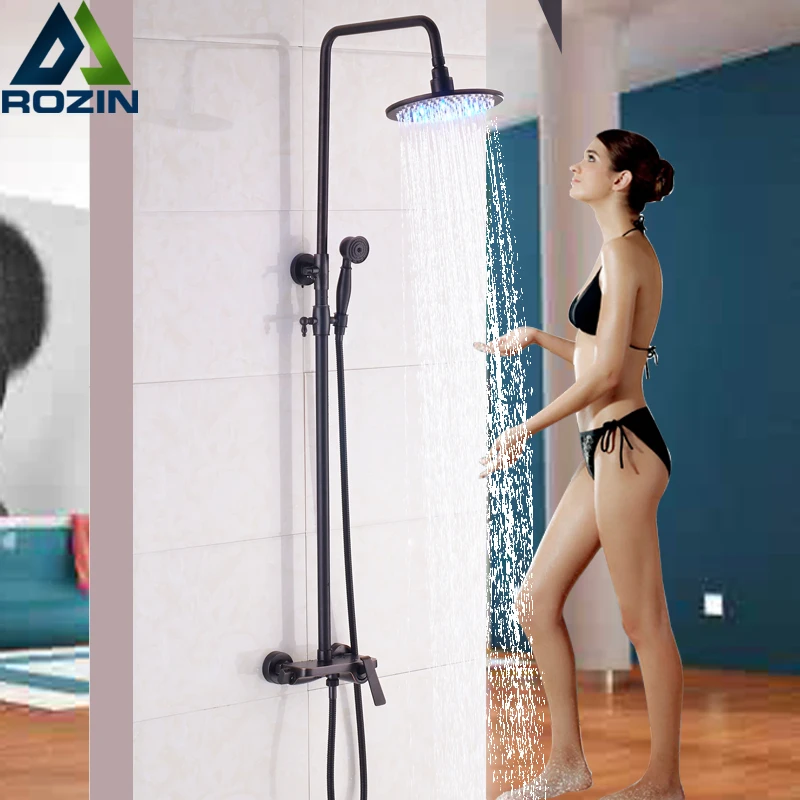 

Single Handle LED Light Rainfall Shower Head Bath Shower Set Faucet In-wall Shower Mixers Outdoor Hot and Cold Shower Taps