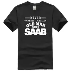 Saab никогда не недооценивать старика Мужская футболка Размеры S 5Xl черная