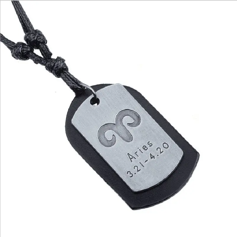 

2019 Twelve constellations alloy leather Necklace Men Women Trendy Chunky Neck Choker Fashion Love Jewelry Adjustable collier