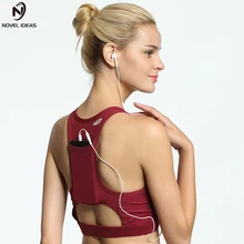 Сжатия мягкий спортивный бюстгальтер с телефона карман Дизайн Racerback Йога бюстгальтер Спортивная эластичный Push Up Бег бюстгальтер GYM Спорт Топ