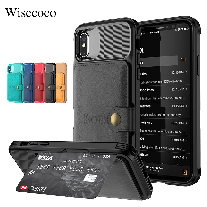 

Luxury Wallet Case for Iphone Xs Max Xr X 8 7 6 6s Plus Multifunction Card Stand Hybrid Silicone Bumper Soft Leather Back Cover