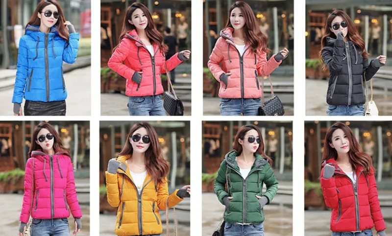 Women Winter Coat Long Sleeve Print Floral Hooded Slim Winter Parka Plus Size Cotton-Padded Jackets 2XL (1)