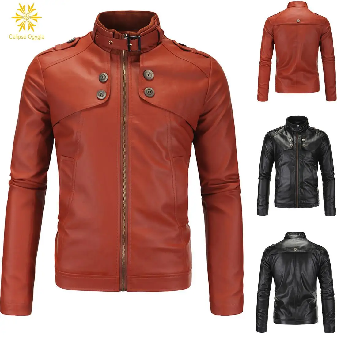 

Модная мужская куртка в полоску с воротником-стойкой, короткая мотоциклетная куртка из искусственной кожи COML59