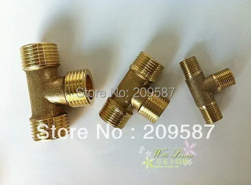 

2pcs 3 ways 1/8" BSP Tee Male Connection Pipe Brass Coupler Adapter