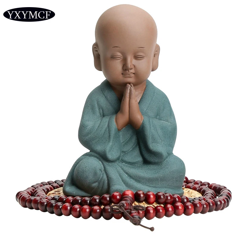 Furniture Miniature Figurines Zen Monk Tea Pet Ceramic Vintage Home