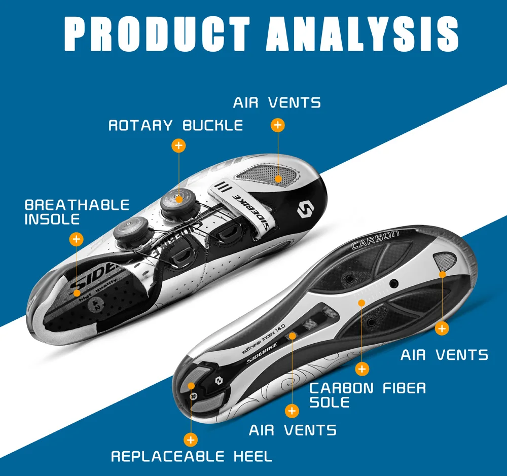 Sidebike Углеродные велосипедные кроссовки для шоссейного велосипеда, мужские гоночные профессиональные спортивные велосипедные кроссовки с самоблокирующимся замком, Серебристые