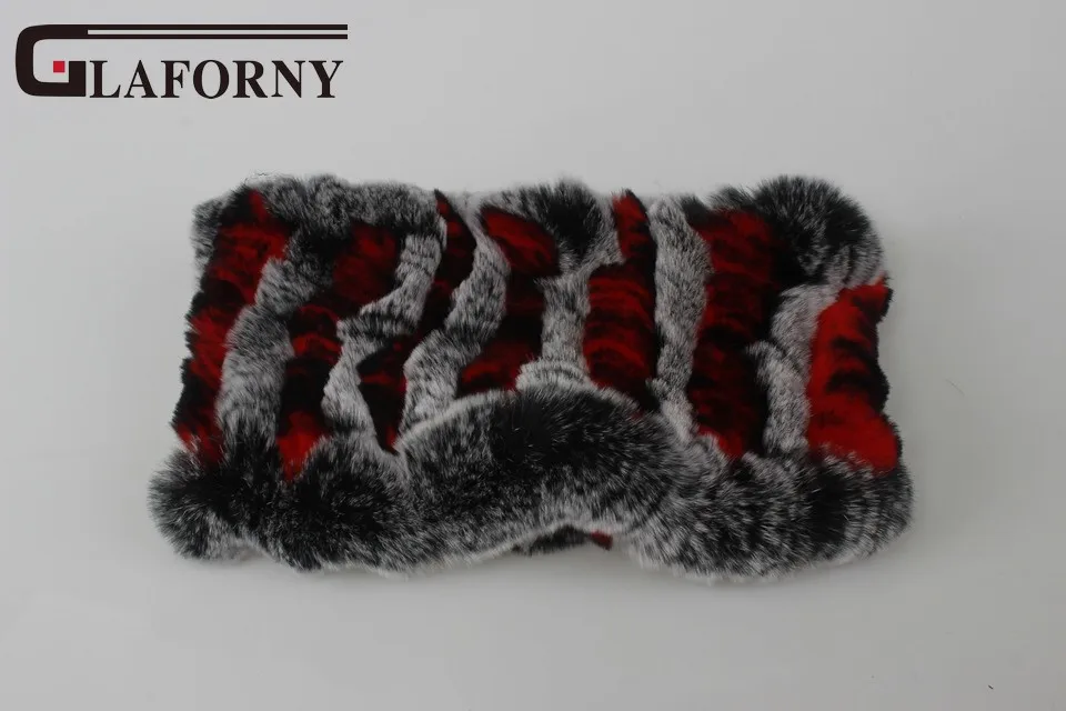 Glaforny, вязаный шарф из кроличьего меха, кольцо,, настоящий кролик рекс, повязки для волос, женская зимняя мода, меховое ожерелье, 35 цветов - Цвет: red grey