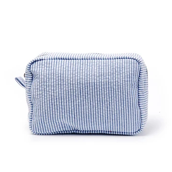 

Personalization Women Fashion Makeup Bag New Seersucker Soft Material Zipper Cosmetic Bags Can Be Embroidery