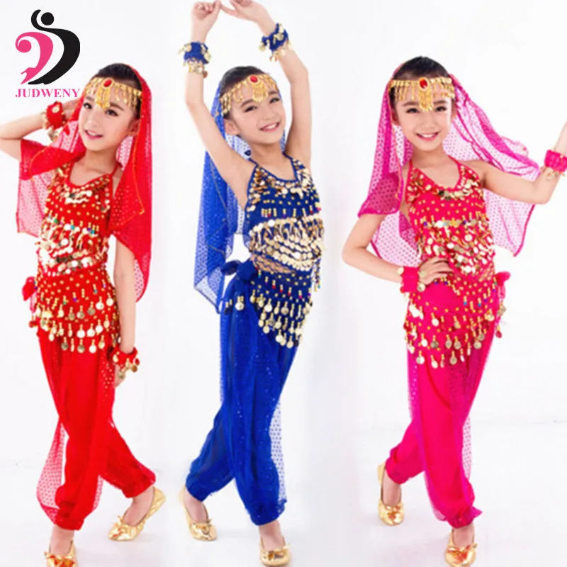 Детский набор костюма для танца живота Восточный танец девушки танец живота Индия танец живота одежда танец живота дети Индийский 6 цветов