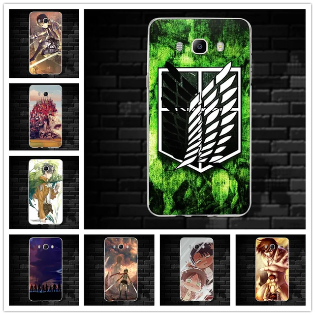 Cheap For Samsung Galaxy A3 A5 A7 J1 J2 J3 J5 J7 2016 2017 Coque Shell Soft TPU Silicone Phone Cases Cartoon Attack on Titan Mikasa