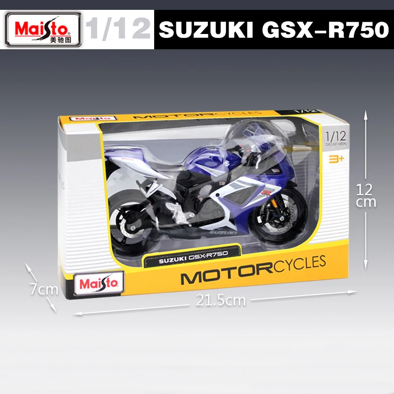 1:12 мотоцикл SUZUKI GSX R 750 литая модель из сплава металлическая Гоночные Игрушки для