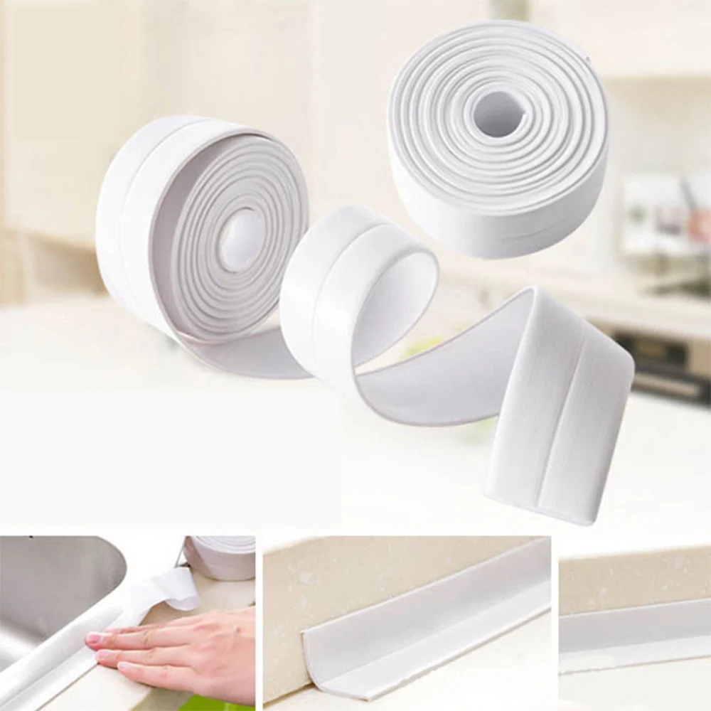 

Self Adhesive Kitchen Ceramic Sticker Waterproof Anti-moisture PVC Sticker Bathroom Wall Corner Line Sink Stickers 3.8*320cm