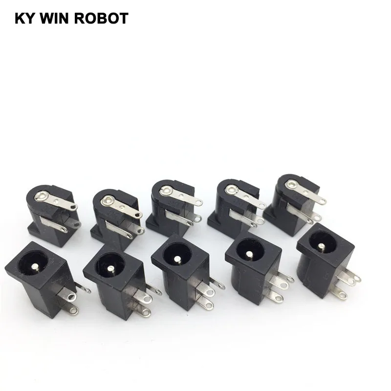 

10Pcs DC-005 Black DC Power Jack Socket Connector DC005 5.5*2.1mm 2.1 socket Round the needle