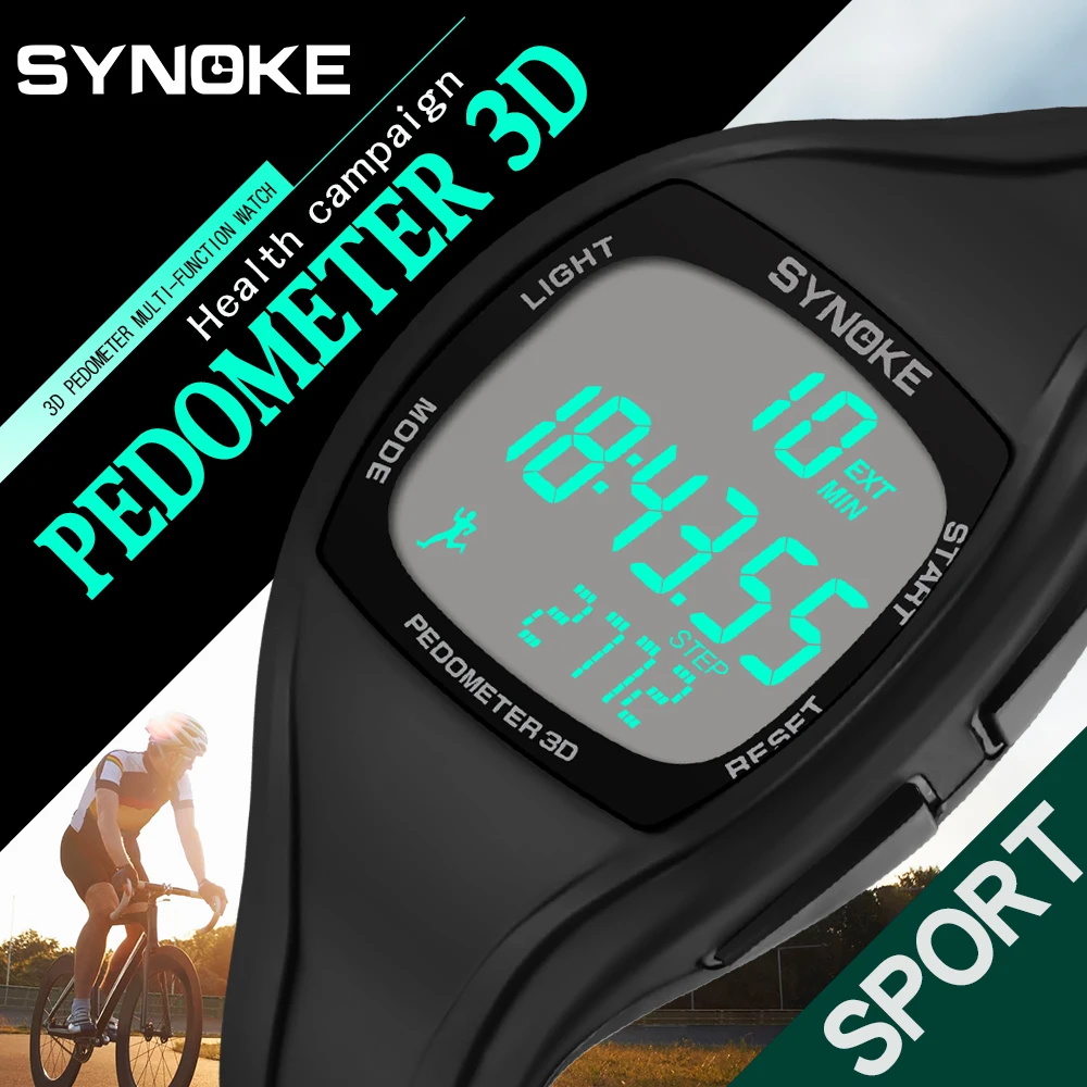 SYNOKE Reloj Hombre, Цифровые мужские часы с шагомером, хронографом, светодиодный, ударный, водонепроницаемые, цифровые спортивные часы, мужские часы, Wristwacth