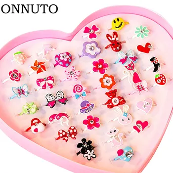 10pcs/lot Love Kids Cute Sweet Rings Design Flower Animal Fashion Jewelry Accessories Girl Child Gifts Finger Rings Chic Gift