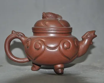

Old Chinese Yixing ZiSha Pottery Carved Auspicious Dragon Fish TeaPot Tea makers