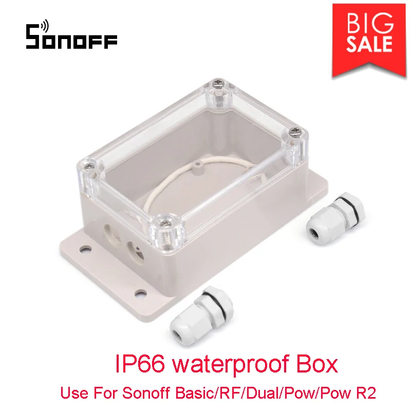

Sonoff IP66 Waterproof Junction Box,Support Sonoff Basic/RF/Dual/Pow Wifi switch Remote Control Work With Alexa & Google Home