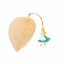 Канцелярские закладки красивые Алиса часы с кроликом лист расширенный металлический цвет текстуры чтения страница закладки канцелярский подарок для студента